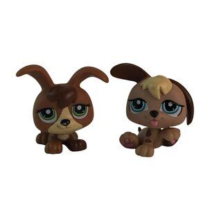 Littlest Pet Shop LPS Petriplet Dogs #1338 Brown #134 Tan Puppy Figures
